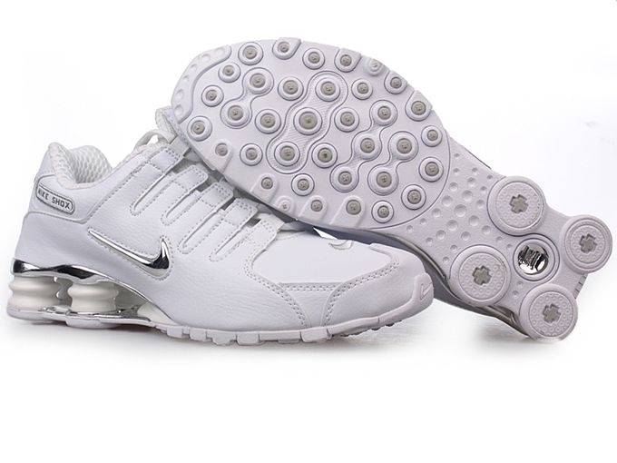 Mens Nike Shox Nz Sl Si Shoes White Silver - Click Image to Close